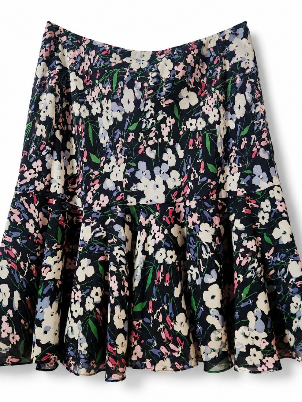 LAUREN By Ralph Lauren  Circle Flare Bandless Floral Print Skirt